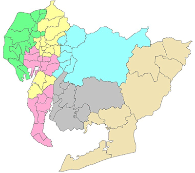 愛知県ブロック分けの画像